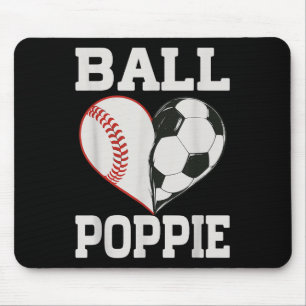 Tapis De Souris Joueur de baseball de football Ball Poppie Cœur Am