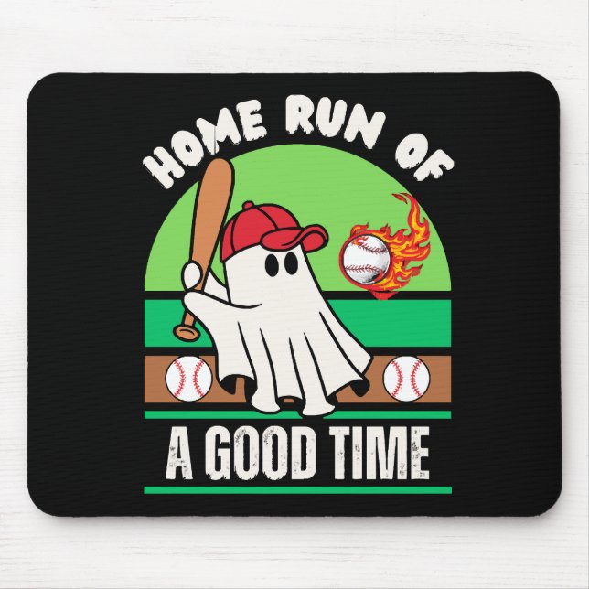 Tapis De Souris Joueur de baseball fantôme Halloween (Devant)