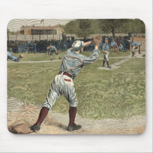 Tapis De Souris Joueur de baseball lancé à la deuxième base
