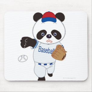 Tapis De Souris Joueur de baseball Panda lancant un baseball