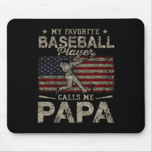 Tapis De Souris Joueur de baseball préféré m'appelle Papa Fête des