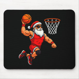Tapis De Souris Joueur de basket-ball Santa Noël faisant un dunk