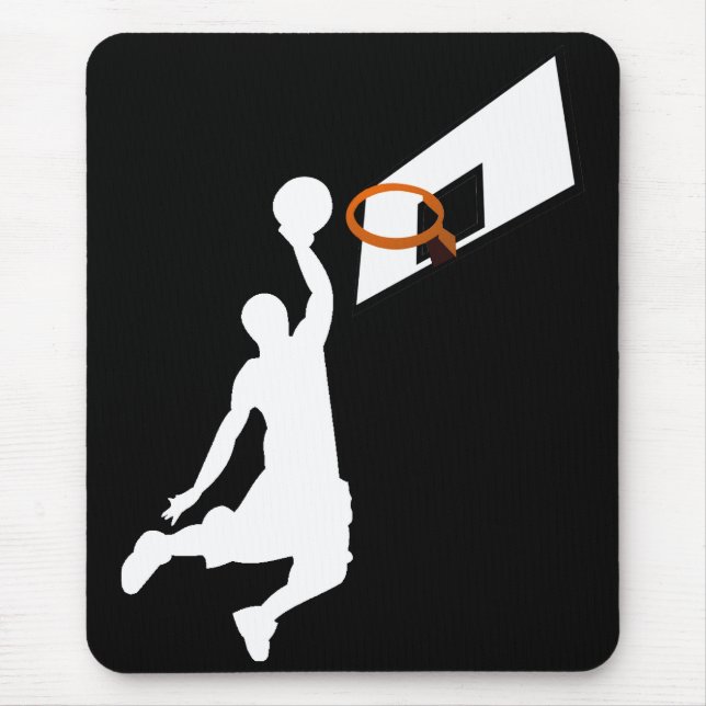 Tapis De Souris Joueur de basket-ball Slam Dunk - Silhouette blanc (Devant)
