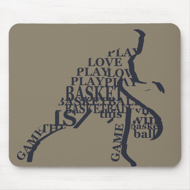 Tapis De Souris joueur de basketball dribant avec texte intégral d (Devant)