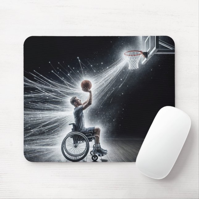 Tapis De Souris Joueur de basketball en fauteuil roulant Neon (Avec souris)