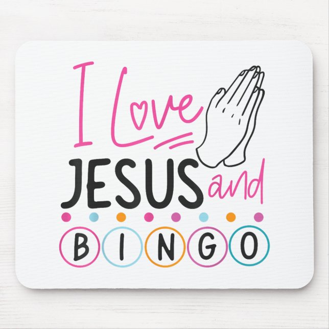 Tapis De Souris Joueur de Bingo Jésus Foi Chrétien J'aime Jésus Un (Devant)