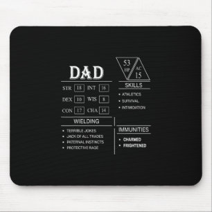 Tapis De Souris Joueur de dés de jeu de rôle Papa Dragon Compétenc