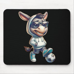 Tapis De Souris Joueur de football âne cool avec des lunettes de s