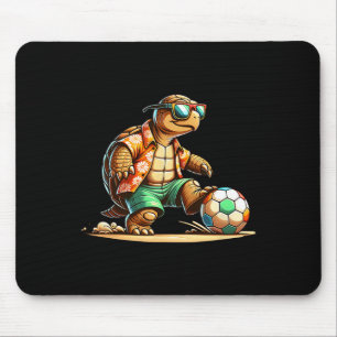 Tapis De Souris Joueur de football de tortue cool avec des lunette