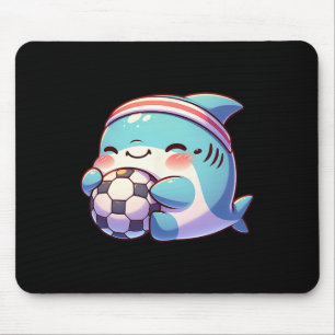 Tapis De Souris Joueur de football mignon requin Kawaii athlète de