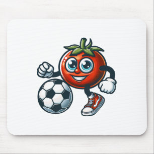 Tapis De Souris Joueur de football tomate mignon dessin animé avec