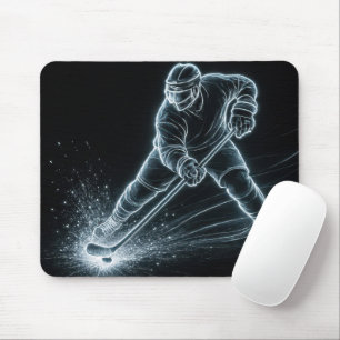 Tapis De Souris Joueur de hockey au néon sur glace