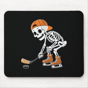 Tapis De Souris Joueur de hockey squelette drôle de patinage sur g