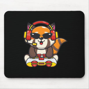 Tapis De Souris Joueur de Panda Rouge Drôle Amoureux des Pandas Ro