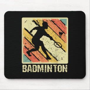Tapis De Souris Joueur de volant rétro vintage de badminton