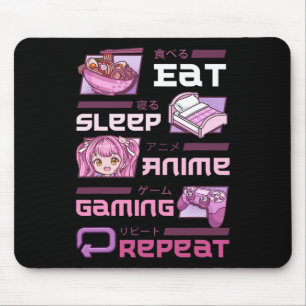 Tapis De Souris Joueur Jeux vidéo Drôle Manger Dormir Anime Jeux