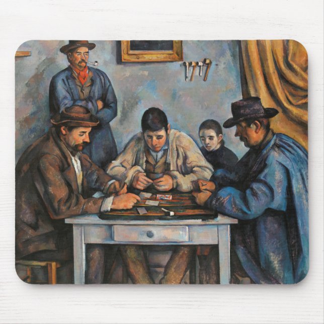 Tapis De Souris Joueurs de cartes Paul Cezanne Peinture Art (Devant)