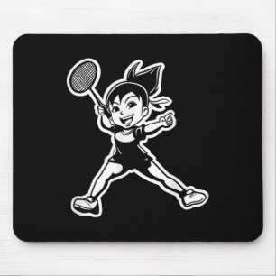 Tapis De Souris Joueuse de badminton de la bande dessinée