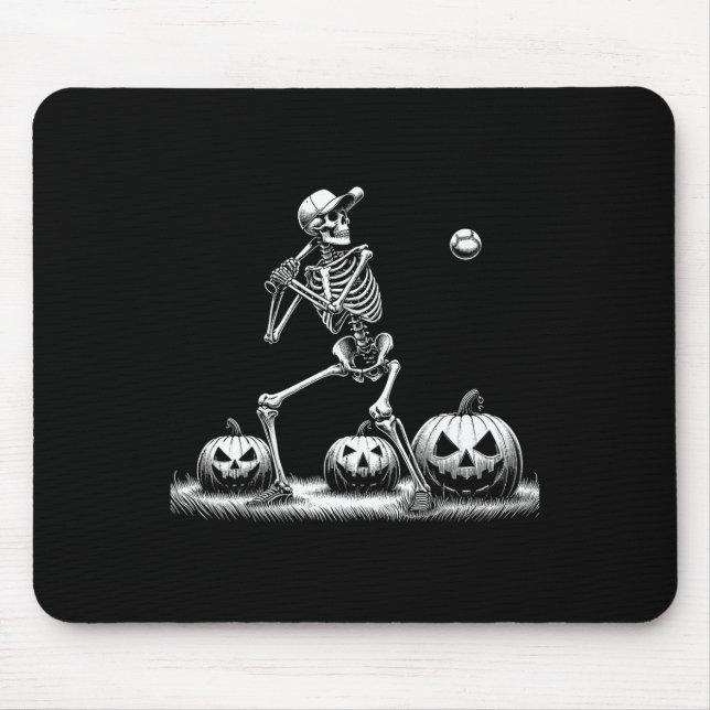 Tapis De Souris Joueuse de baseball Skeleton Joueuse d'Halloween H (Devant)