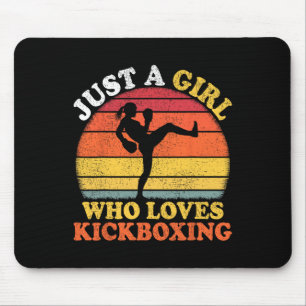 Tapis De Souris Joueuse de kickboxing Vintage Juste Une Fille Qui