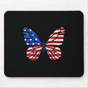 Tapis De Souris Jour 4 Juillet Drapeau américain Papillon américai
