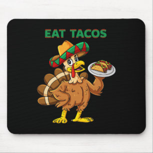 Tapis De Souris Jour d'Action de grâce La Turquie Mange Tacos Mexi