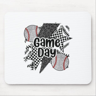 Tapis De Souris Jour de baseball rétro À damiers baseball léopard