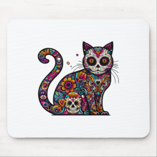 Tapis De Souris Jour De La Mort Cinco De Mayo Cat Crâne Sucre Dia