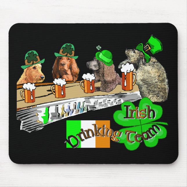 Tapis De Souris Jour de la Saint Patrick de l'équipe de boisson ir (Devant)