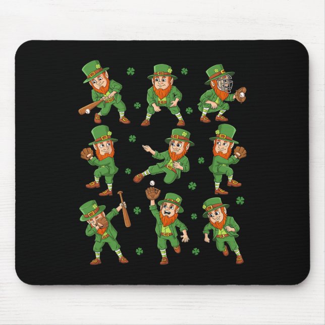 Tapis De Souris Jour de la Saint Patrick Leprechaun Joueur De Base (Devant)