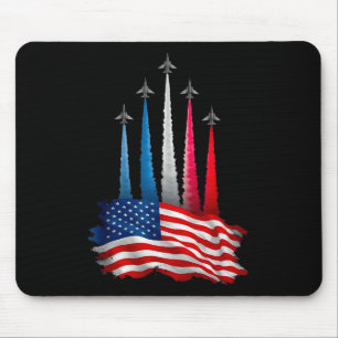 Tapis De Souris Jour de l'indépendance Drapeau américain Avions à