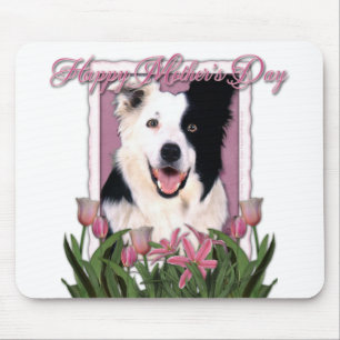Tapis De Souris Jour de mères - tulipes roses - border collie