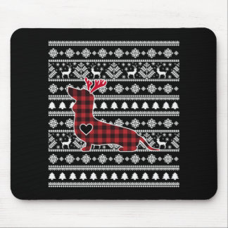 Tapis De Souris Jour de Noël du chien Dachshund Red Plaid Buffalo
