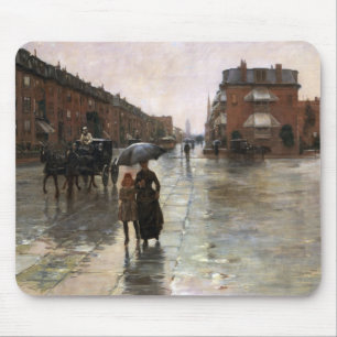 Tapis De Souris Jour de pluie, Boston par Frederick Childe Hassam