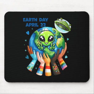 Tapis De Souris Jour des terres Enfants Femmes Et Hommes Joyeux Al