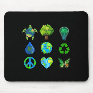 Tapis De Souris Jour des terres Peace Go Plante Save Water Secourt