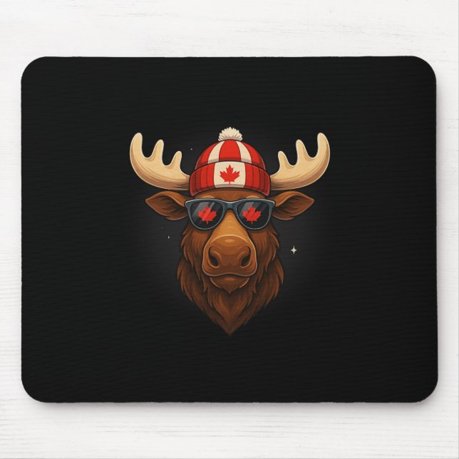 Tapis De Souris Jour du Canada Drapeau canadien Maple Leaf Moose S (Devant)