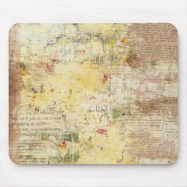 Tapis De Souris journal vintage peint par jaune (Devant)