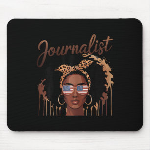 Tapis De Souris Journaliste noir empouvoiré, portrait afro audacie