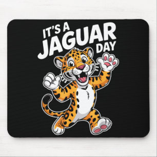 Tapis De Souris Journée de jaguar mignon dessin animé animal jungl