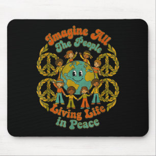 Tapis De Souris Journée de la paix amour terre 2024 globe arc-en-c