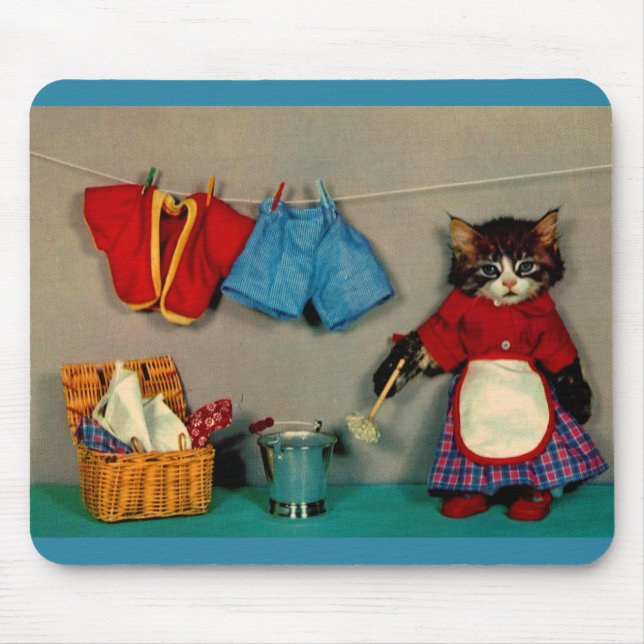 Tapis De Souris journée de lavage pour tabby kitten RPPC (Devant)