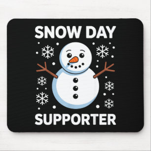 Tapis De Souris Journée de neige Suprter Flocon de neige Bonhomme