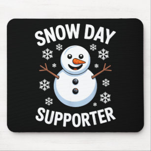 Tapis De Souris Journée de neige Suprter Flocon de neige Bonhomme 