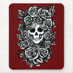 Tapis De Souris Journée Rose Du Crâne Féminin De L'Art Morte