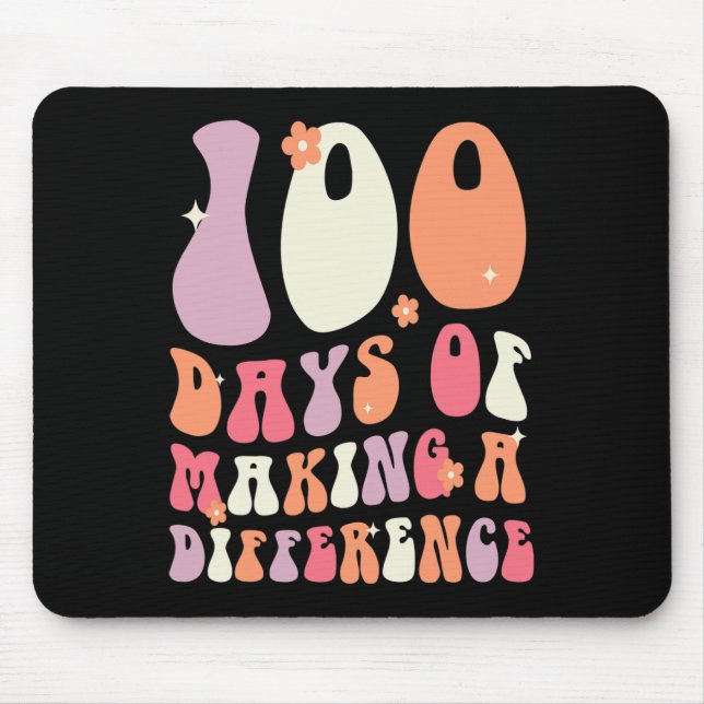 Tapis De Souris Jours de faire une différence 100e jour de l'école (Devant)
