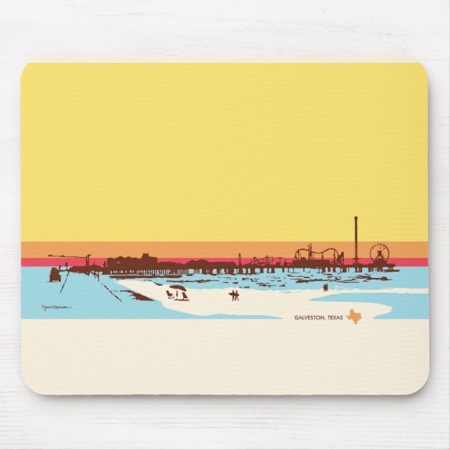 Tapis De Souris Jours de surf - Île Galveston, Jetée de plaisance (Devant)