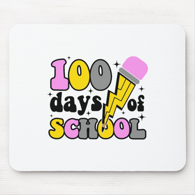 Tapis De Souris Jours D'école Éclair Crayon Enseignant 100ème (Devant)