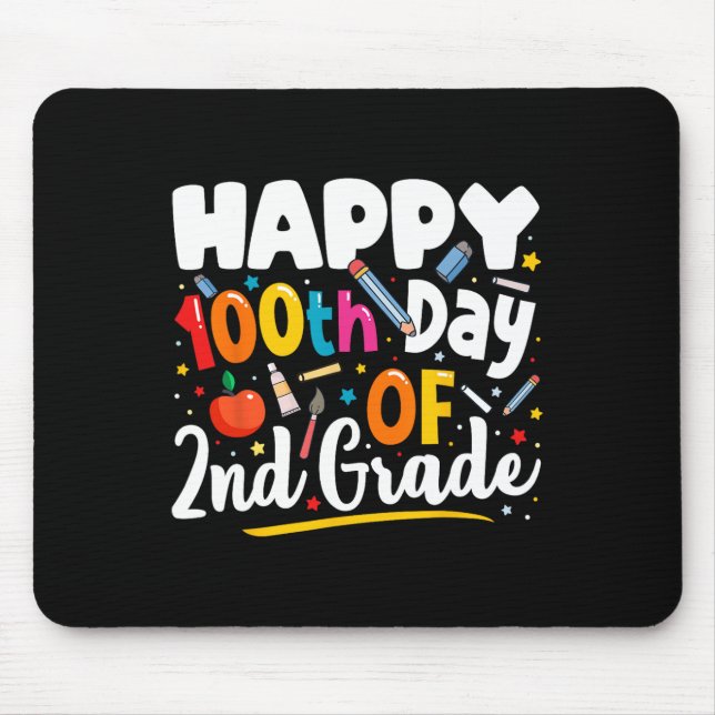 Tapis De Souris Jours D'Enseignant Don 100e Jour De 2e Année (Devant)