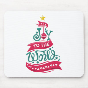 Tapis De Souris Joy to the World Christmas Citation Typographie